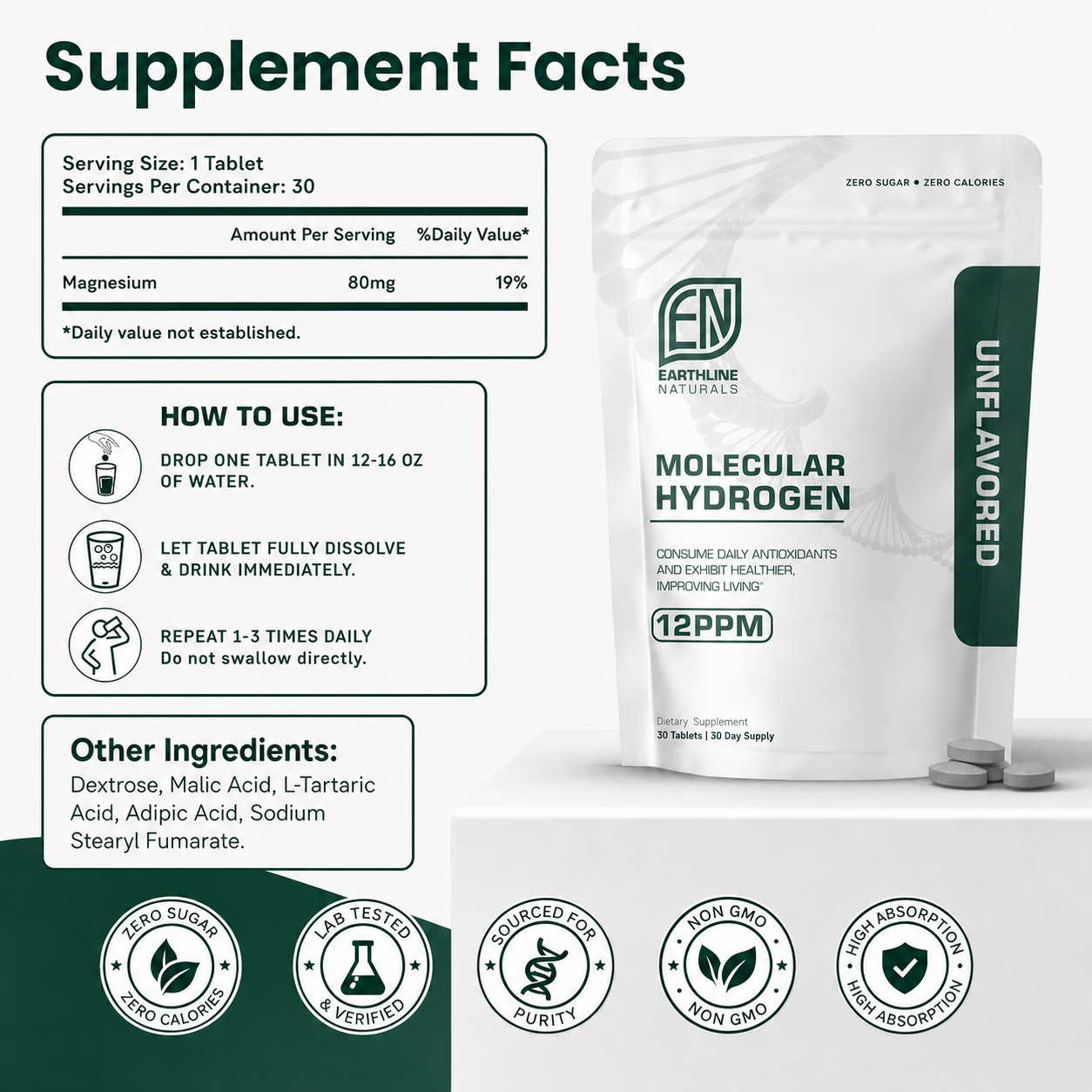 Earthline© Molecular Hydrogen Tablets